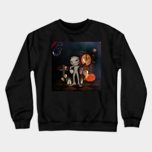 Cute, funny mummy with crow, halloween design Crewneck Sweatshirt